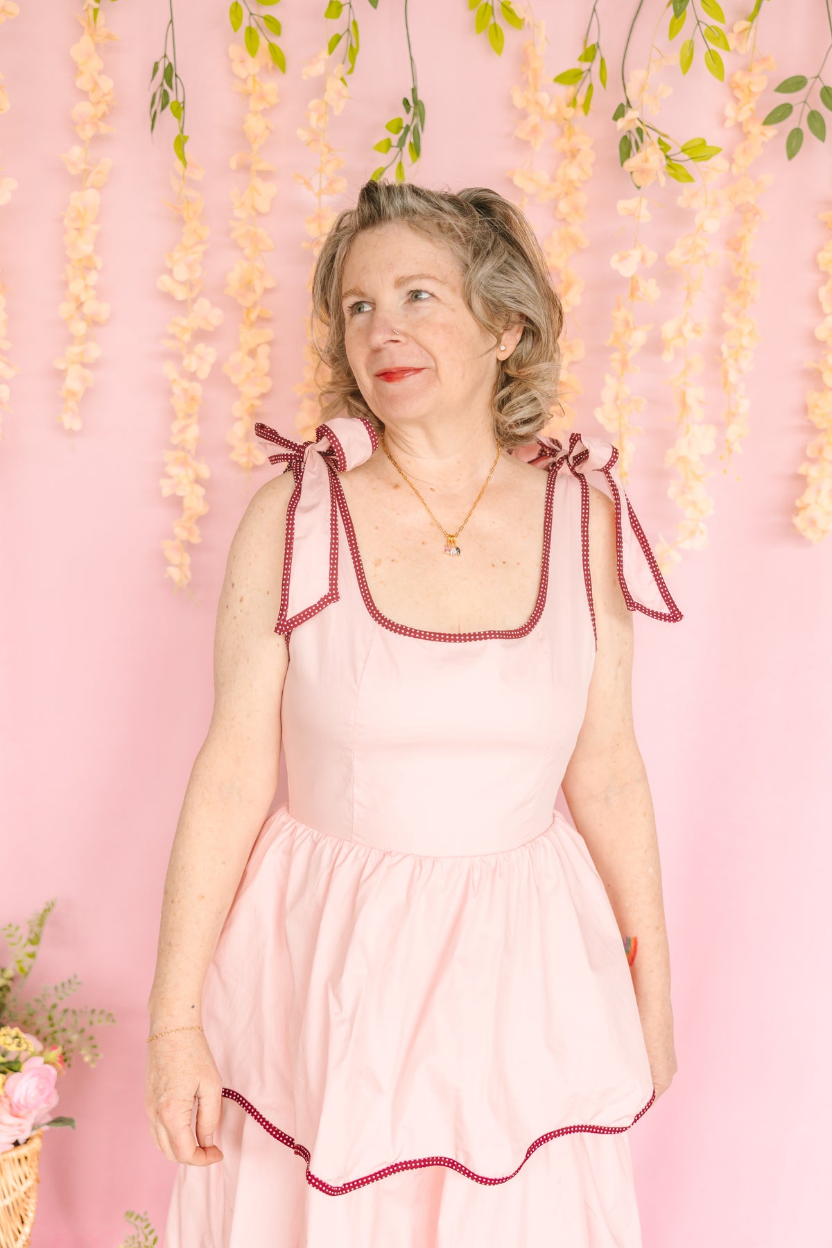 Pink Tiered Midi Dress