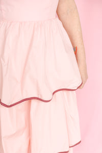 Pink Tiered Midi Dress