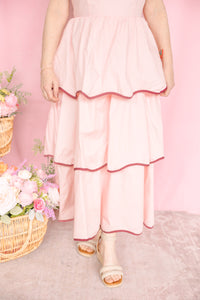 Pink Tiered Midi Dress