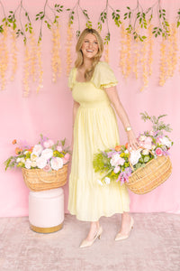 Yellow Eyelet Lace Maxi Dress