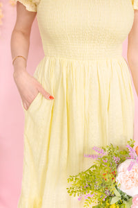 Yellow Eyelet Lace Maxi Dress