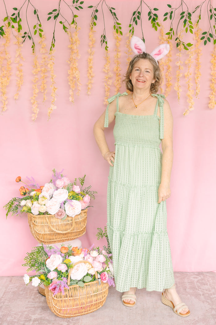 Green Gingham Midi Dress