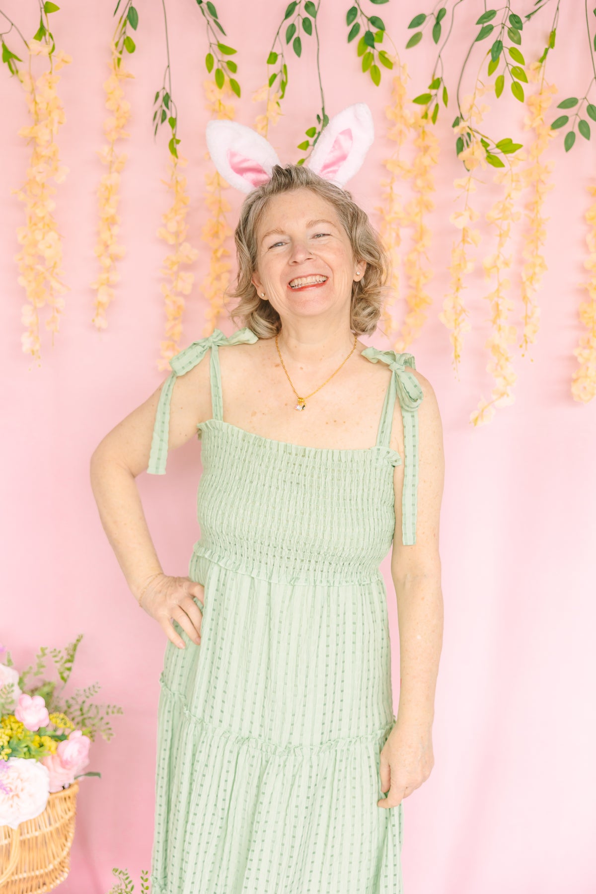 Green Gingham Midi Dress