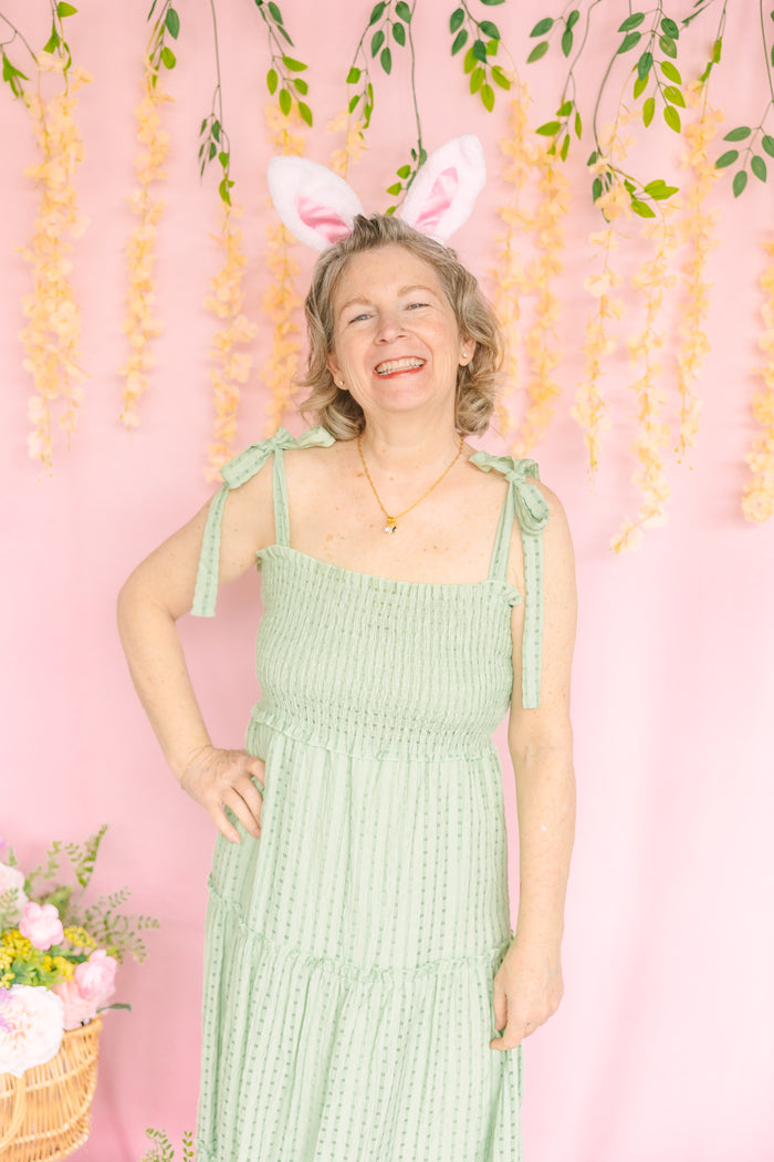 Green Gingham Midi Dress