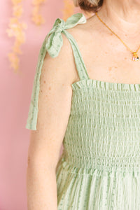 Green Gingham Midi Dress