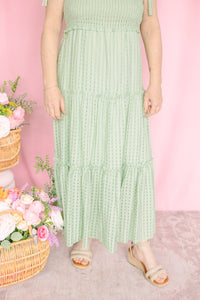 Green Gingham Midi Dress