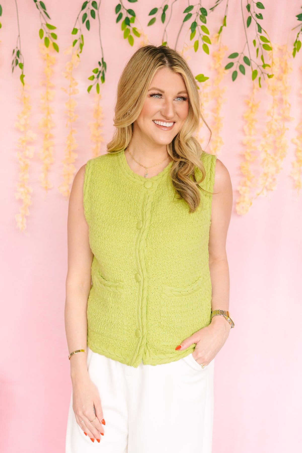 Green Button Up Sweater Vest