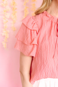 Pink Ruffle Sleeve Top