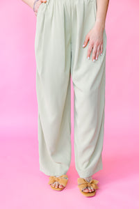 Elastic Waist Pleated Wide Leg Pocket Trouser