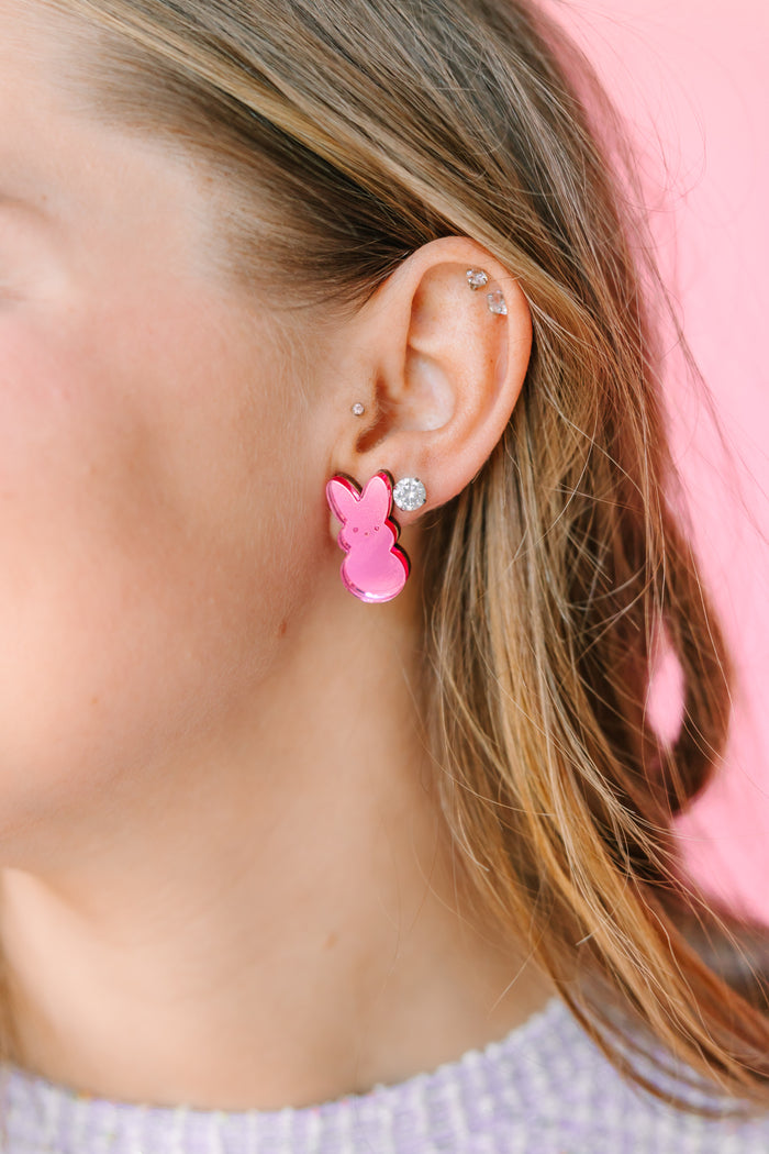 Easter Pink Peeps Stud Earrings