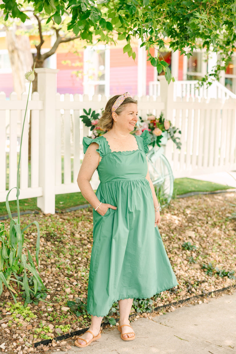 Lace Trimmed Square Neck Dress