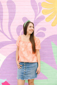 Coral Daisy Square Neck Blouse