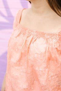 Coral Daisy Square Neck Blouse