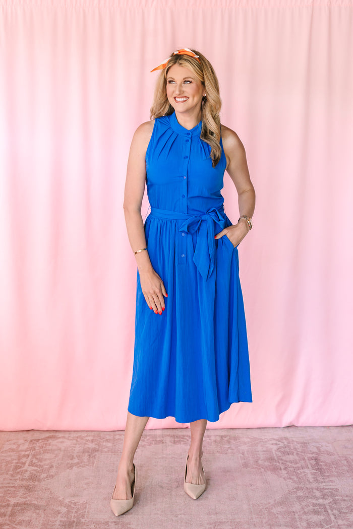 Blue Sleeveless Maxi Dress