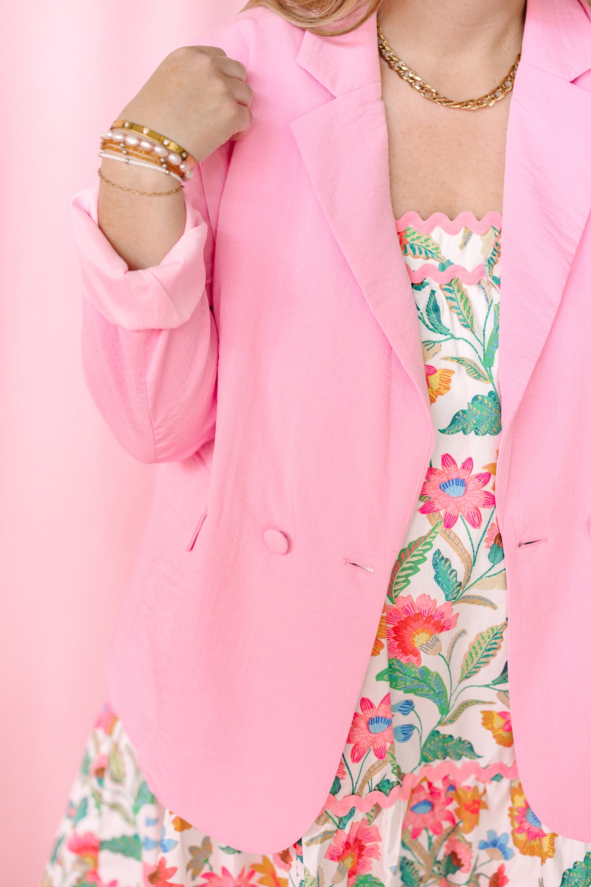 Pink Crinkled Blazer