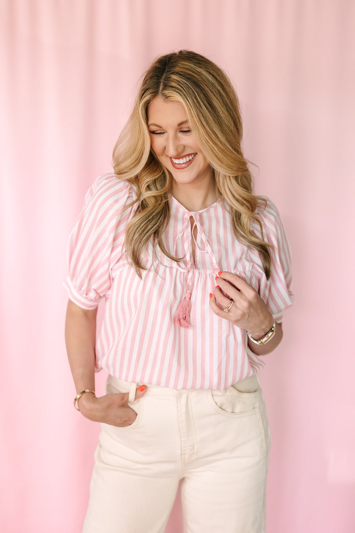 Pink Striped Blouse