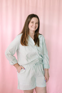 Green Striped Button Down