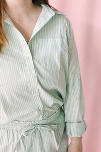 Green Striped Button Down