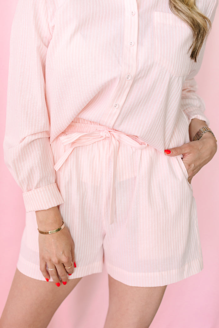 Pink Striped Pull-on Shorts