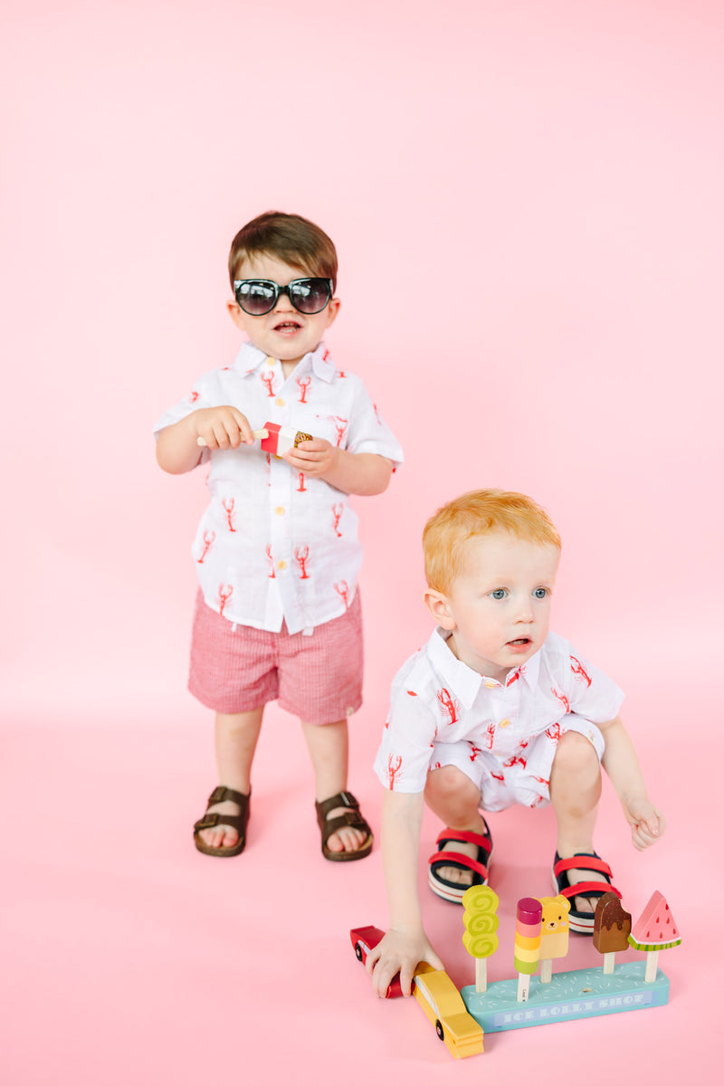 White with Red Lobsters Shorts