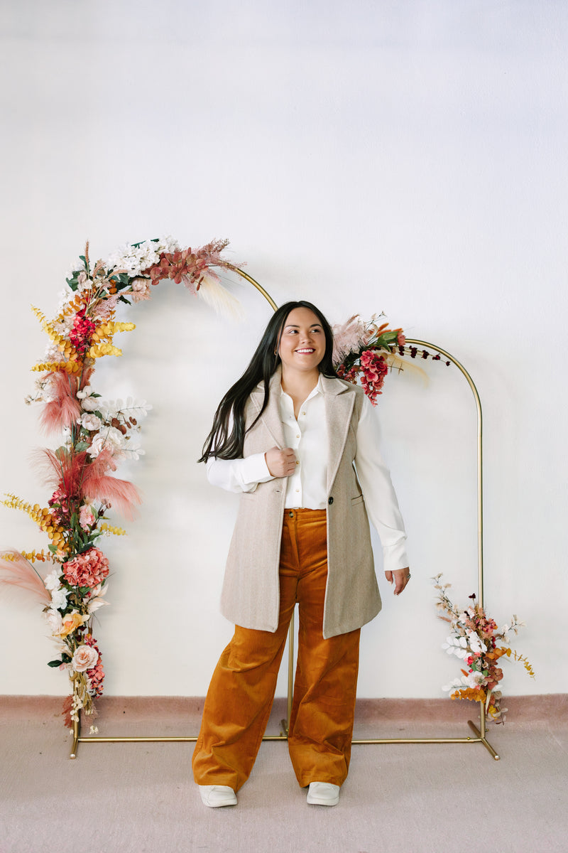 Taupe Herringbone Blazer Vest