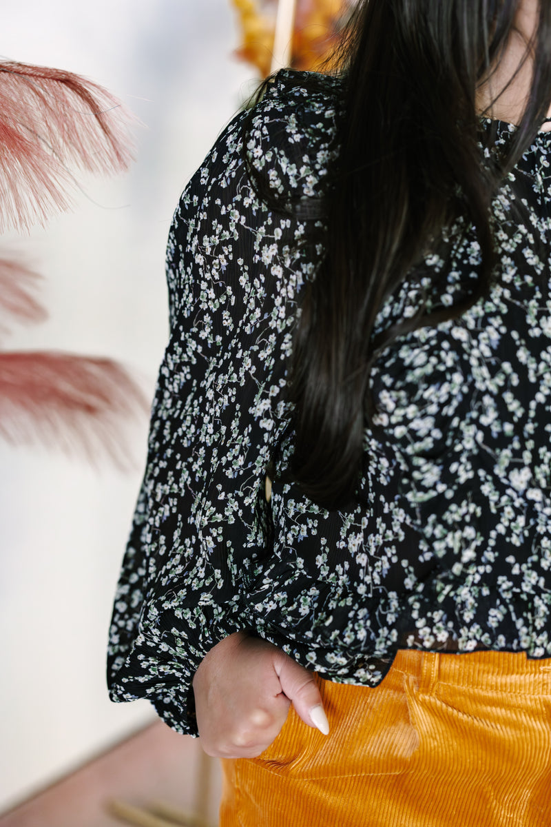 Black Floral Blouse