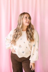 Cream Floral Sweater