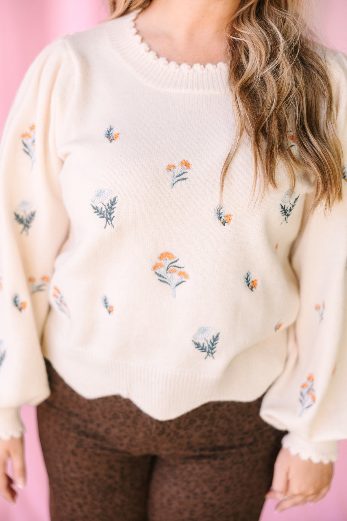 Cream Floral Sweater