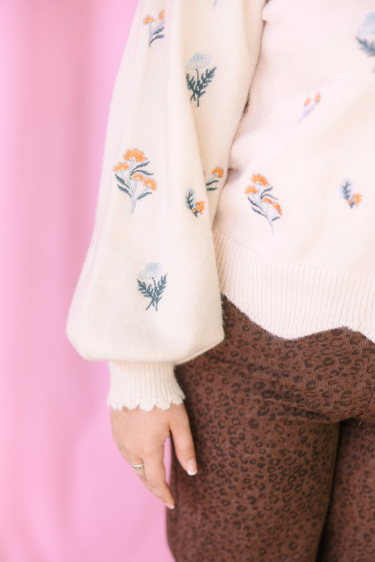 Cream Floral Sweater