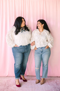 Cream Sheer Jacquard Blouse