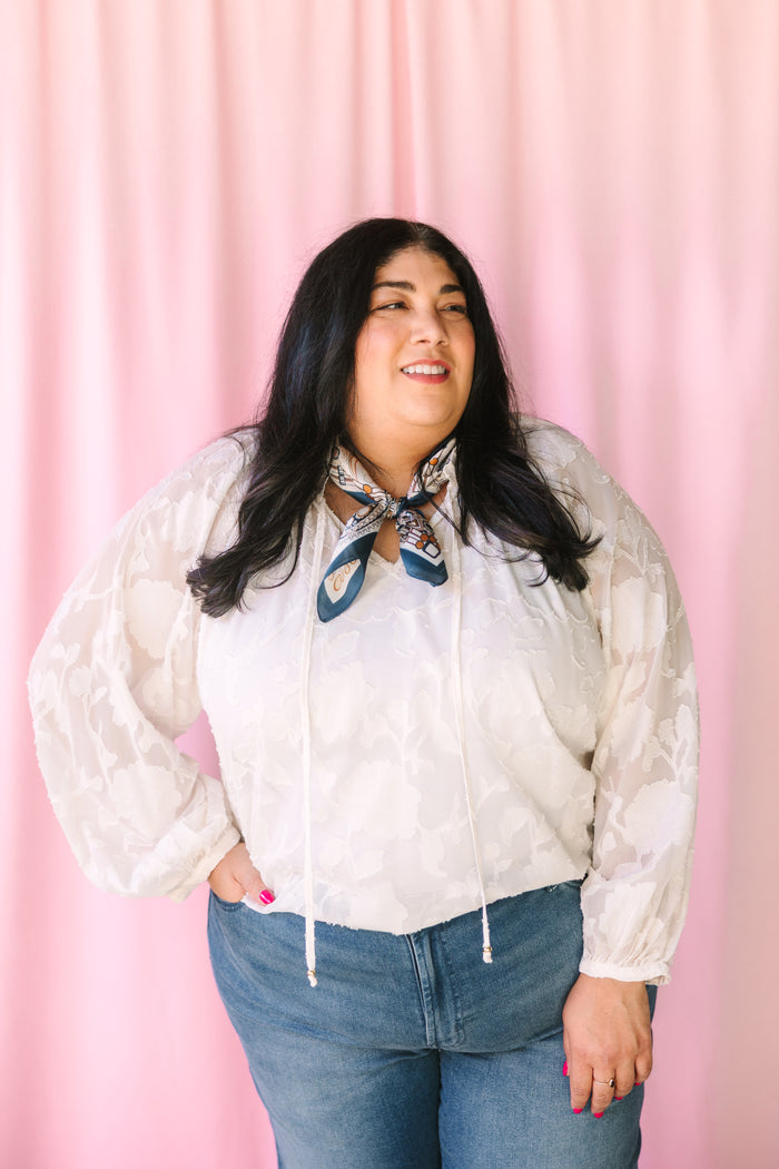 Cream Sheer Jacquard Blouse