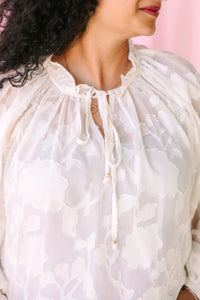 Cream Sheer Jacquard Blouse