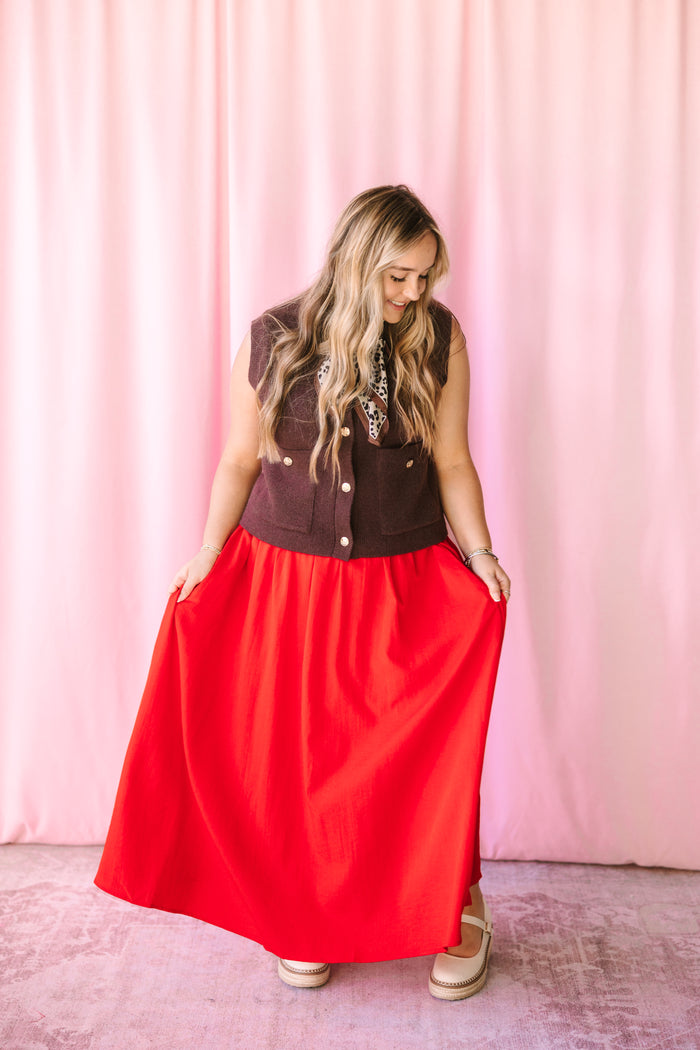 Red Maxi Skirt
