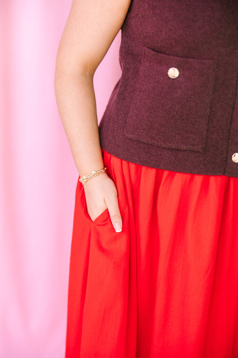 Red Maxi Skirt