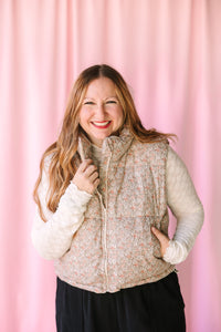 Blush Floral Puffer Vest