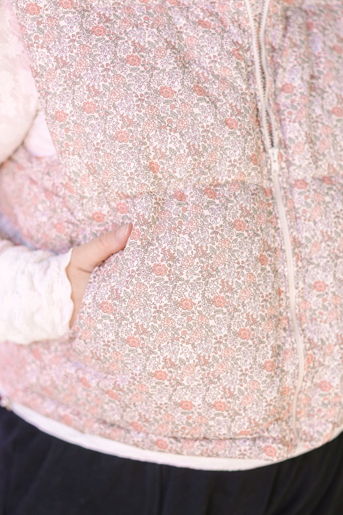 Blush Floral Puffer Vest
