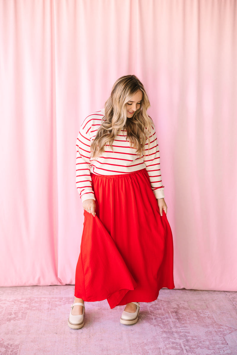 Red Maxi Skirt