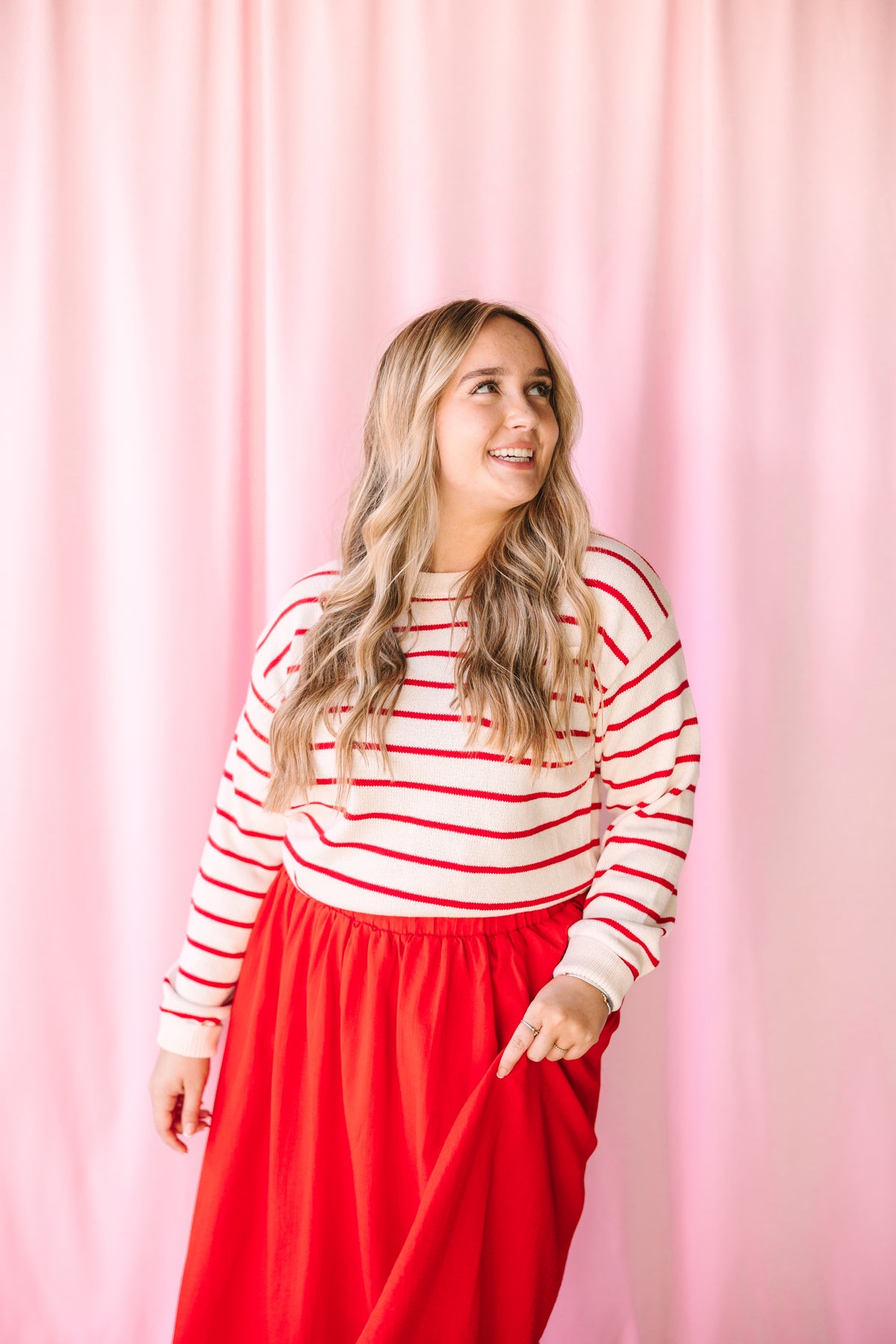 Red Stripe Pocket Sweater