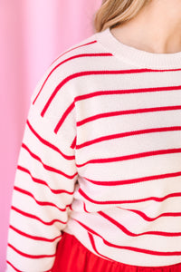 Red Stripe Pocket Sweater