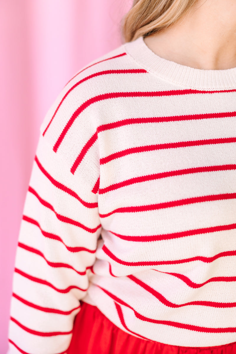 Red Stripe Pocket Sweater