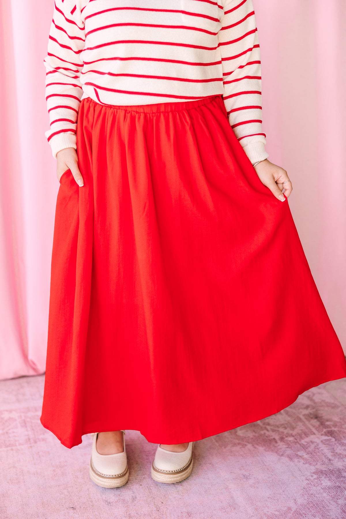Red Maxi Skirt