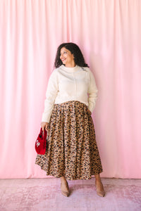 Camel Leopard Maxi Skirt