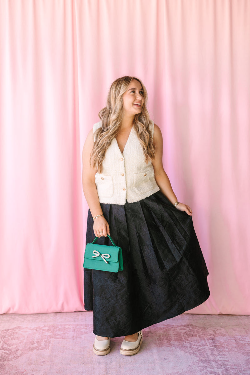 Black Jacquard Maxi Skirt