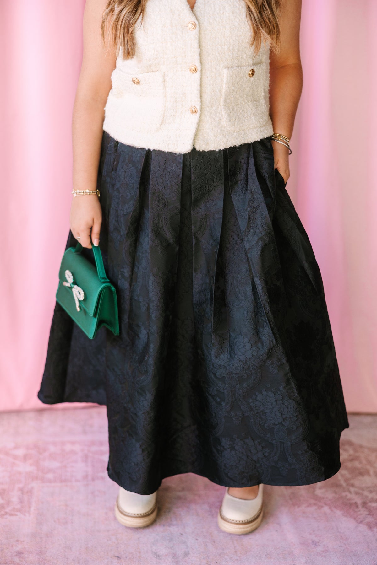 Black Jacquard Maxi Skirt