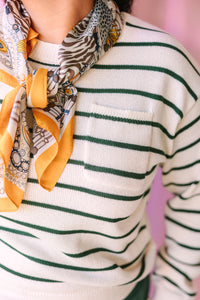 Green Stripe Pocket Sweater