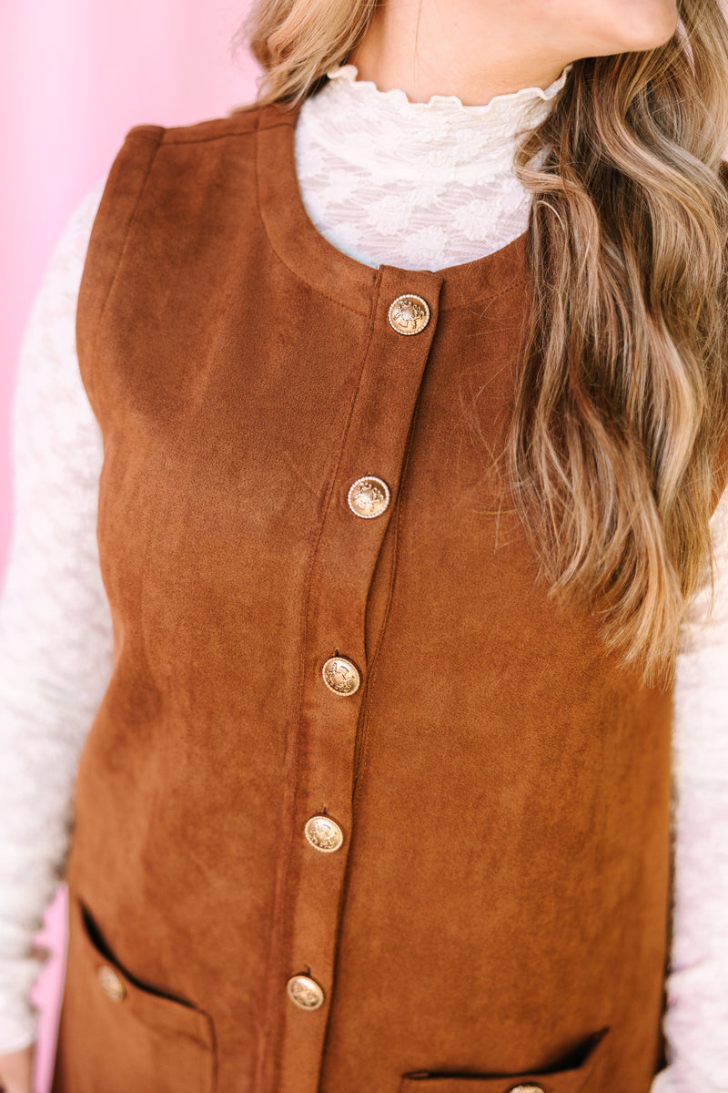 Camel Suede Button Down Dress