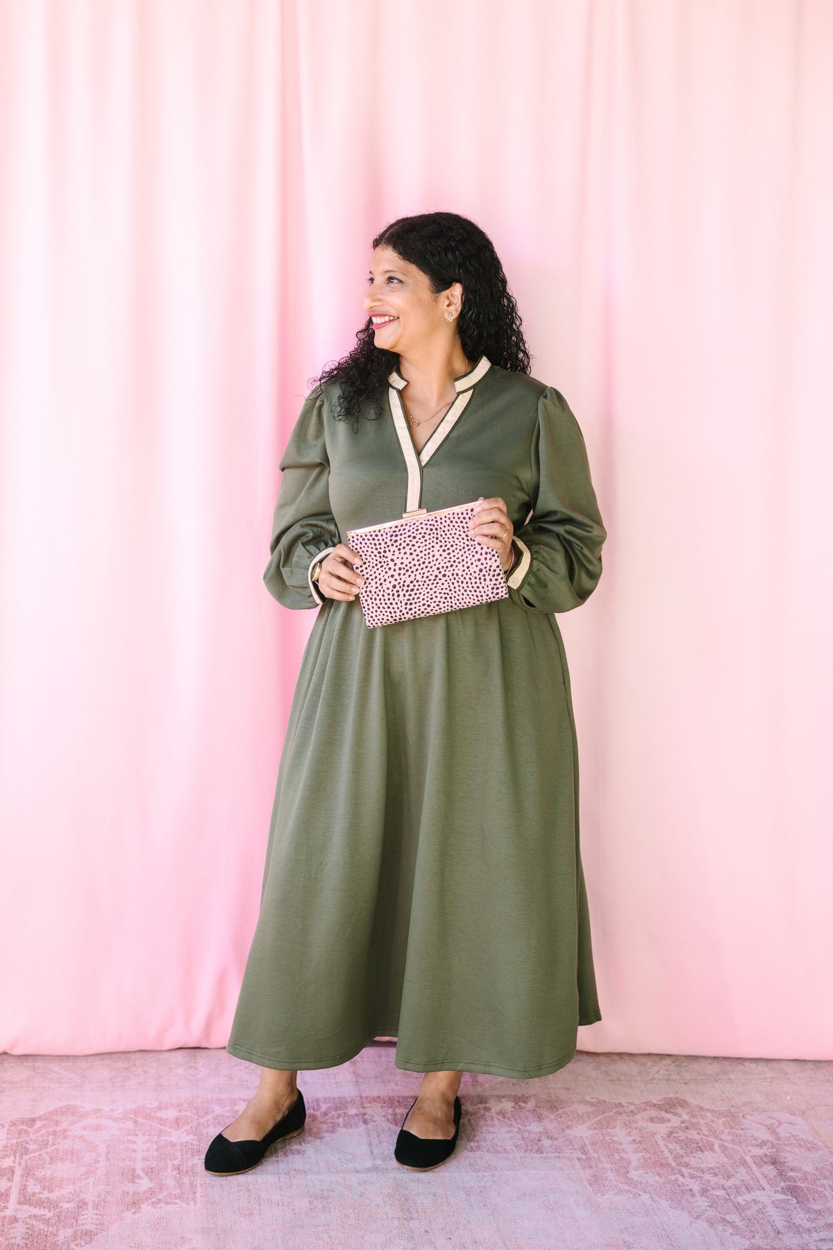 Olive Long Sleeve Midi