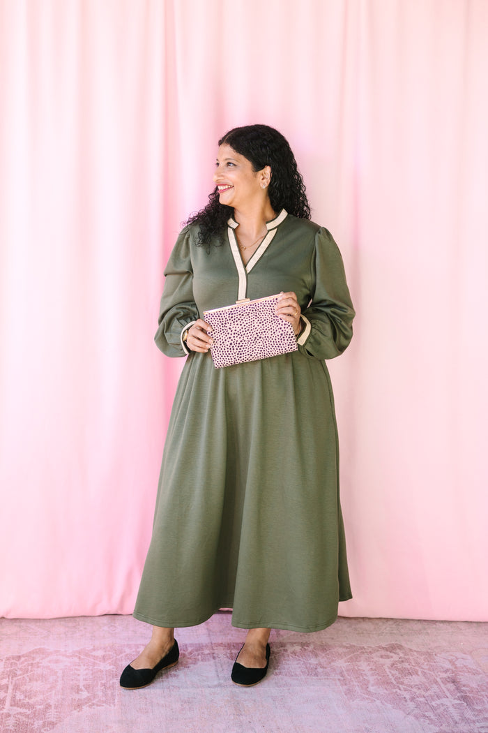 Olive Long Sleeve Midi