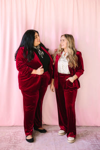 Burgundy Velvet Blazer