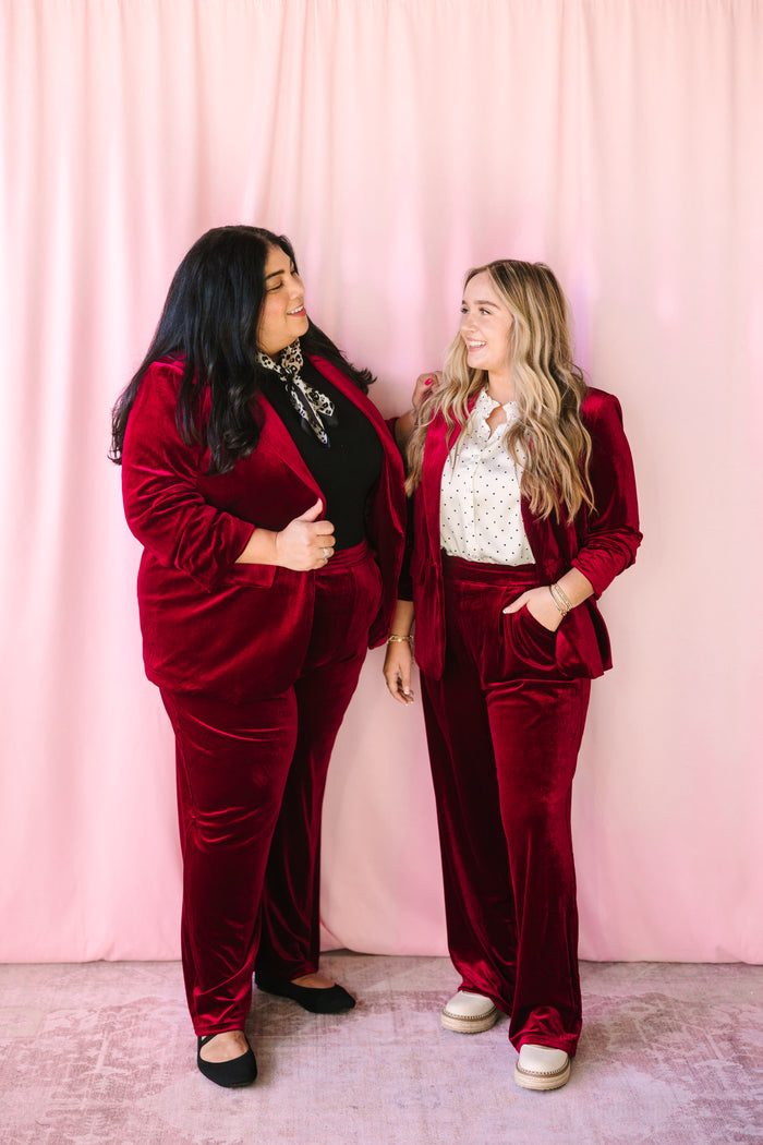 Burgundy Velvet Blazer
